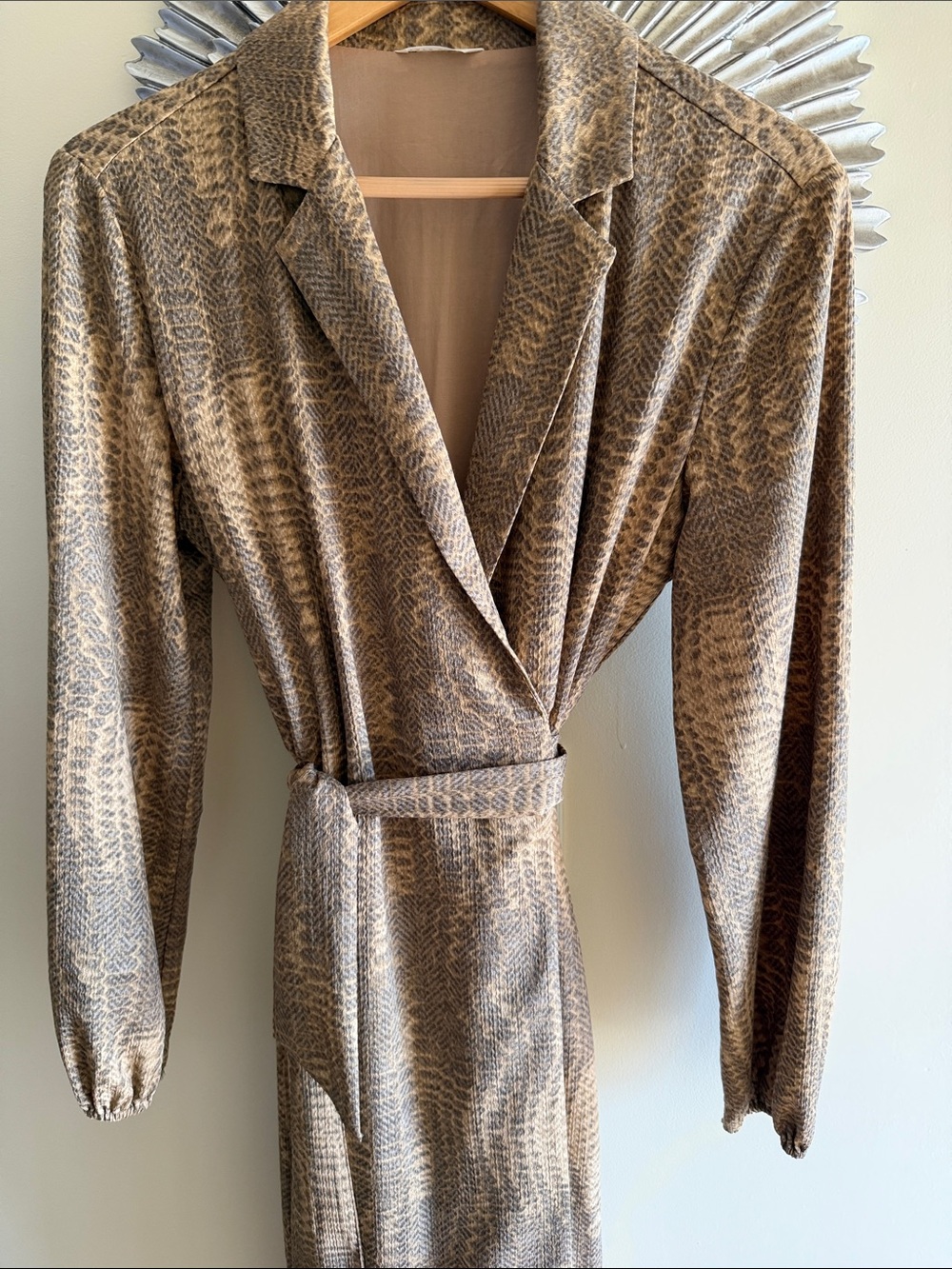 Women's Taupe Snake-Print Wrap Dress